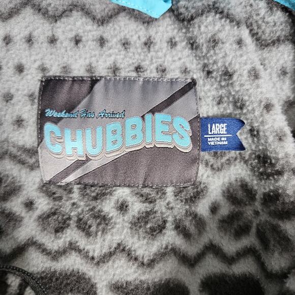 Chubbies Fleece Jacket Mens Large Gray 1/4 Zip Nordic Fair Isle Pullover - Picture 3 of 8